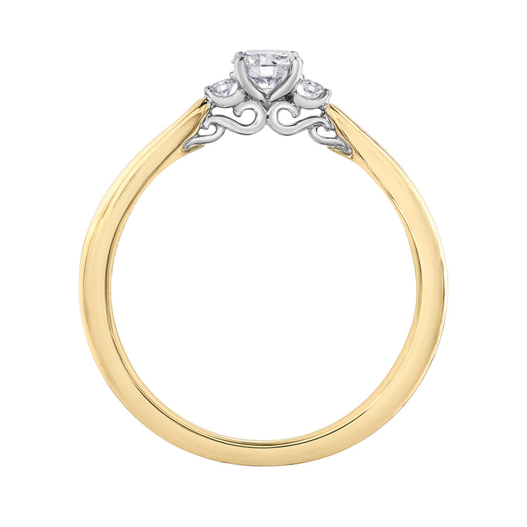 Maple Leaf Diamonds Yellow And White Gold Ring