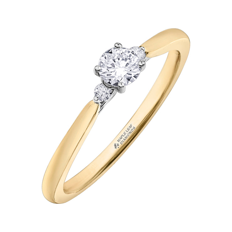 Maple Leaf Diamonds Yellow And White Gold Ring