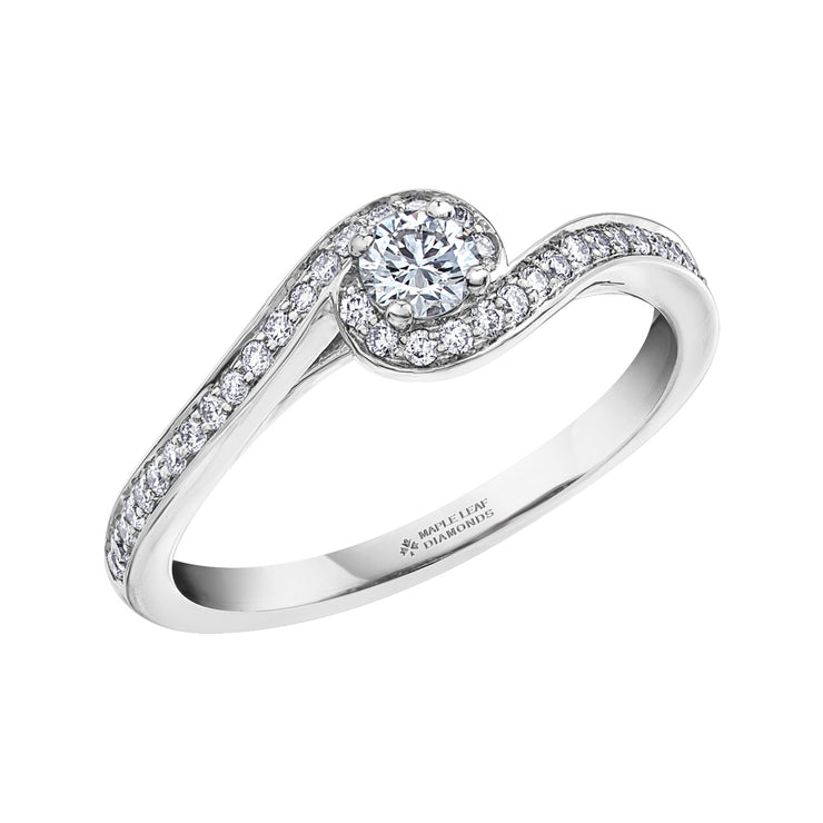 Maple Leaf Diamonds White Gold Ring