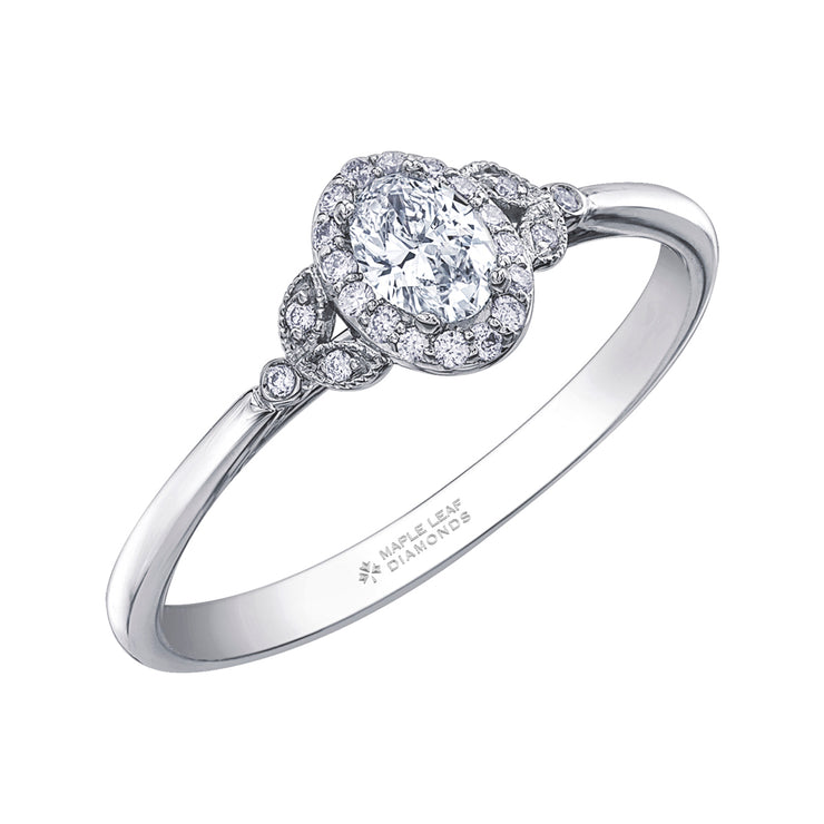 Maple Leaf Diamonds White Gold Ring