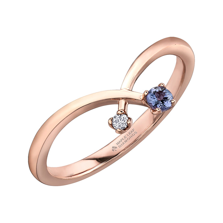 Maple Leaf Diamonds Rose Gold Ring