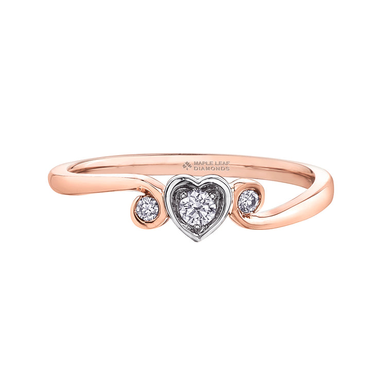 Maple Leaf Diamonds Rose And White Gold Ring