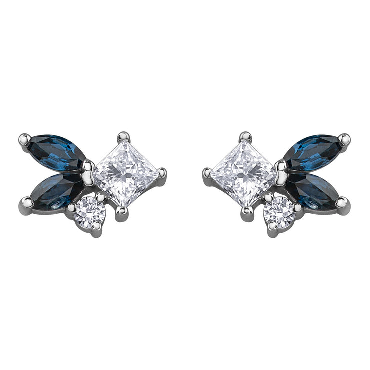 Maple Leaf Diamonds White Gold Earrings
