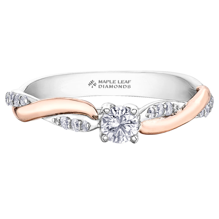 Maple Leaf Diamonds White And Rose Gold Ring