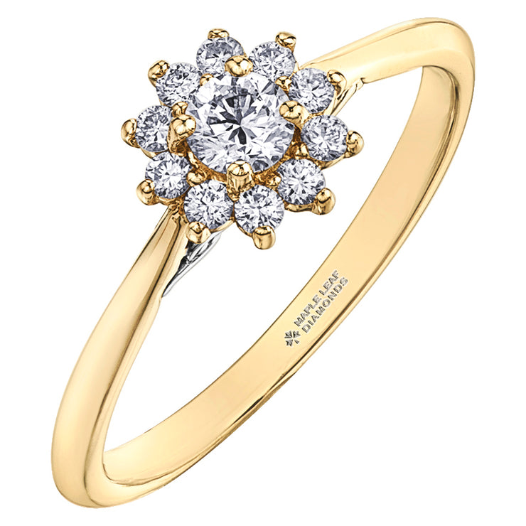 Maple Leaf Diamonds Yellow And White Gold Ring