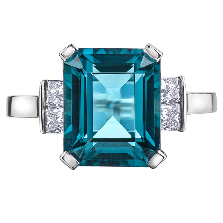 White Gold Diamond And Topaz Ring