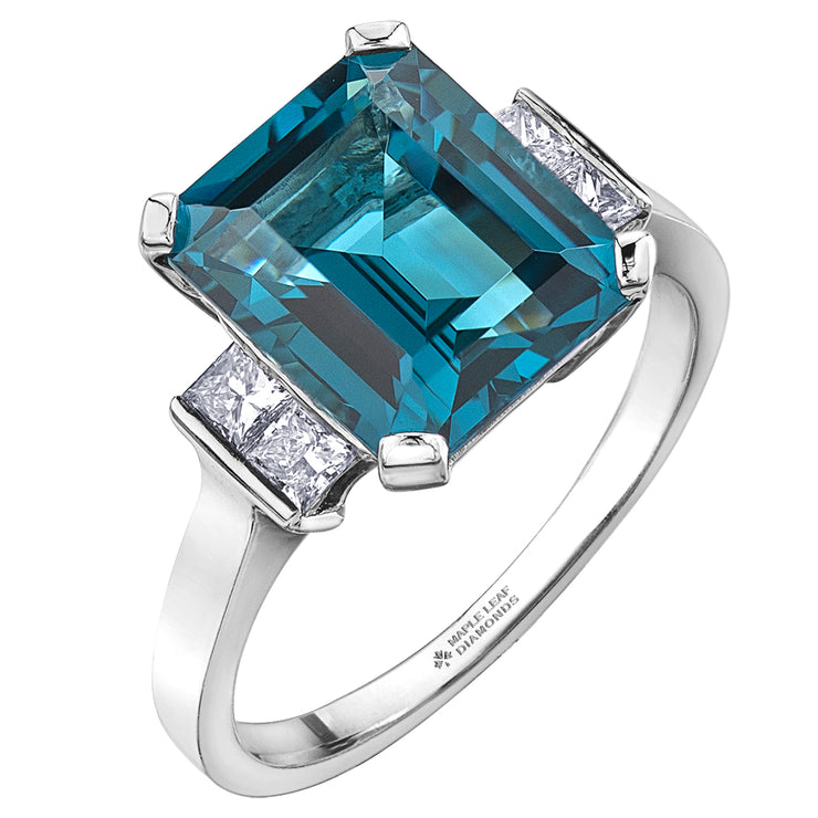 White Gold Diamond And Topaz Ring