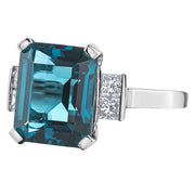 White Gold Diamond And Topaz Ring