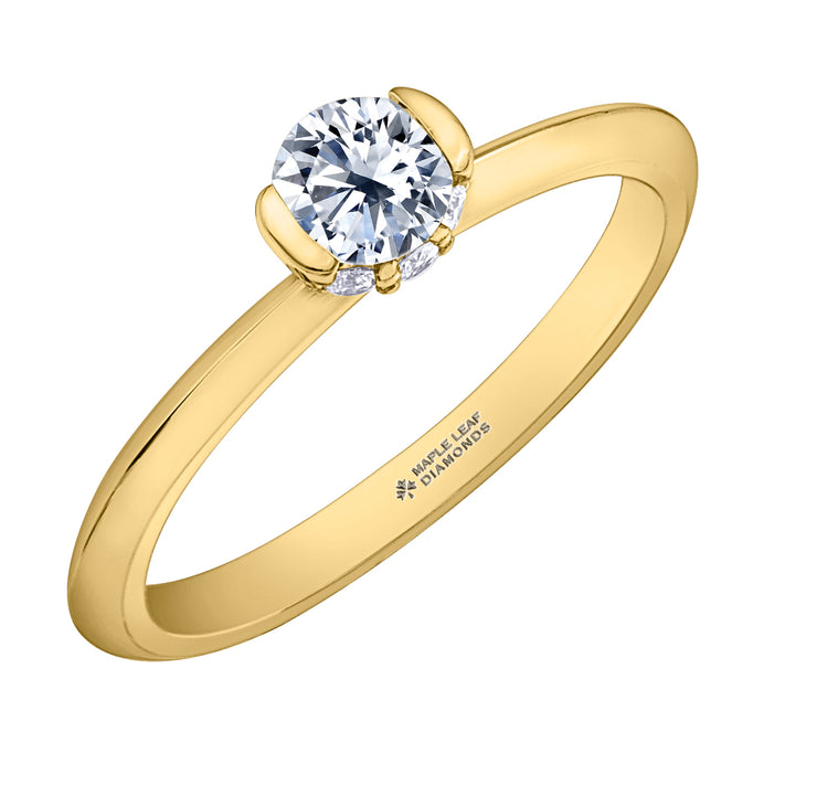 Maple Leaf Diamonds Yellow Gold Ring