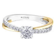 Maple Leaf Diamonds White And Yellow Gold Ring