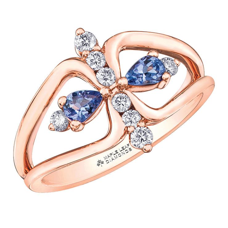 Maple Leaf Diamonds Rose Gold Ring