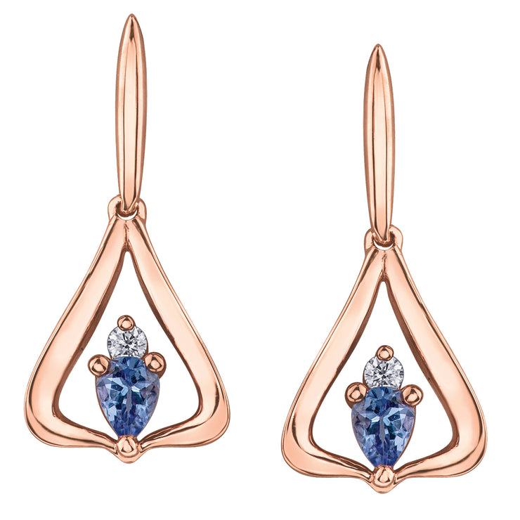Maple Leaf Diamonds Rose Gold Earrings