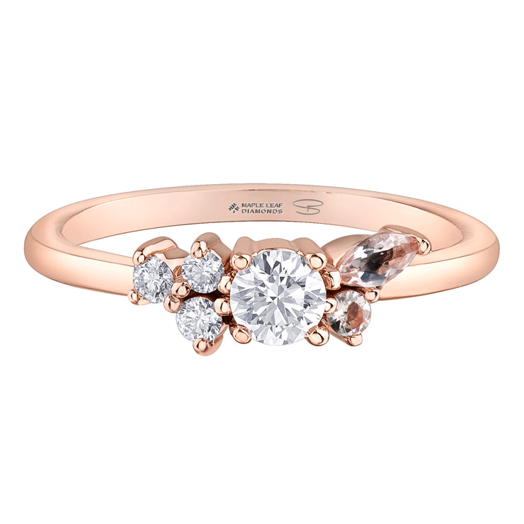 Maple Leaf Diamonds Rose Gold Ring