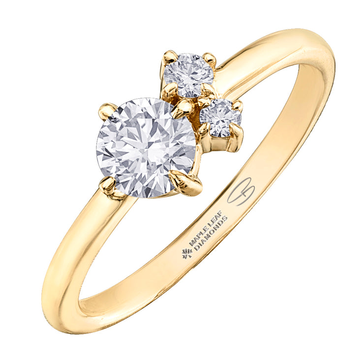 Maple Leaf Diamonds Yellow Gold Ring
