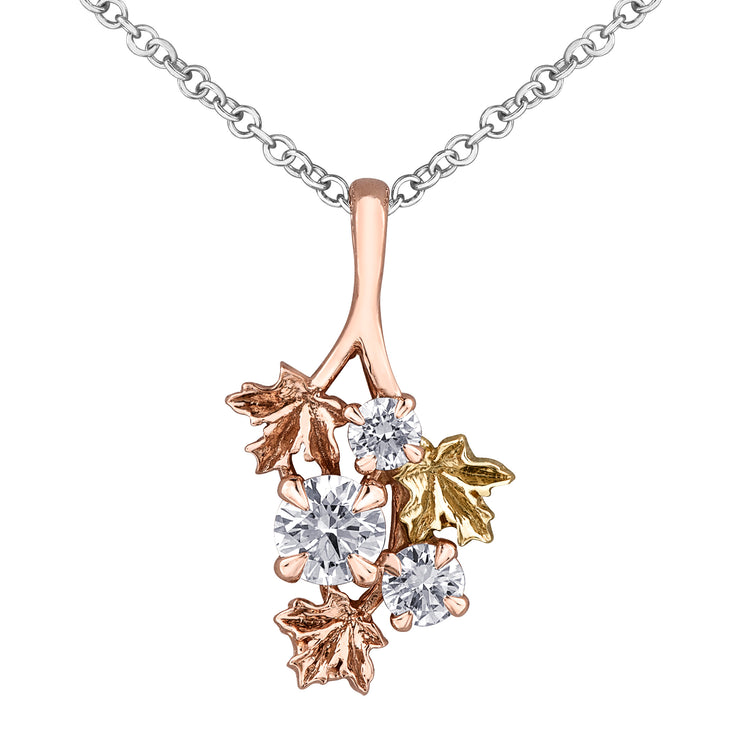 Maple Leaf Diamonds Tri-Colour Pendant