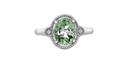 White Gold Green Amethyst Ring