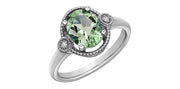 White Gold Green Amethyst Ring