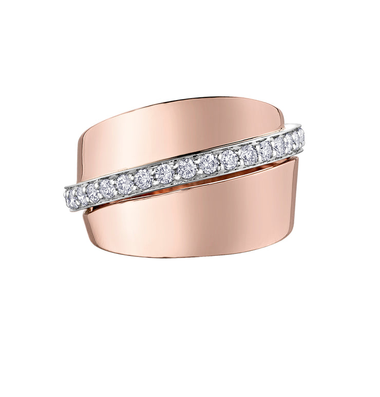 Rose And White Gold Diamond Ring